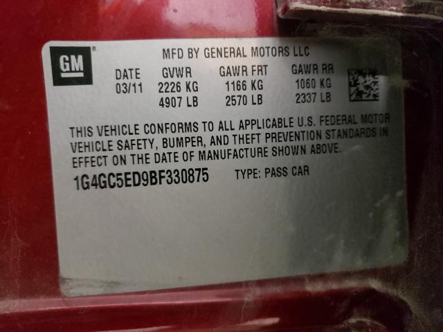 2011 BUICK LACROSSE C 1G4GC5ED9BF330875