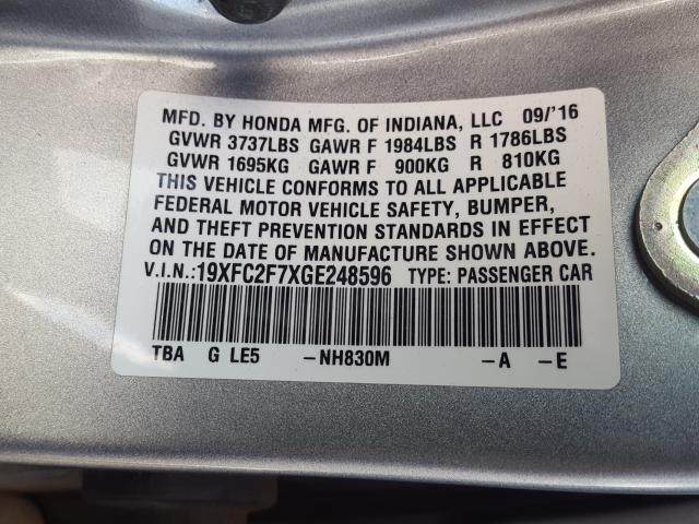 2016 HONDA CIVIC EX 19XFC2F7XGE248596