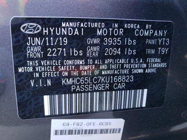 2019 HYUNDAI IONIQ BLUE KMHC65LC7KU168823