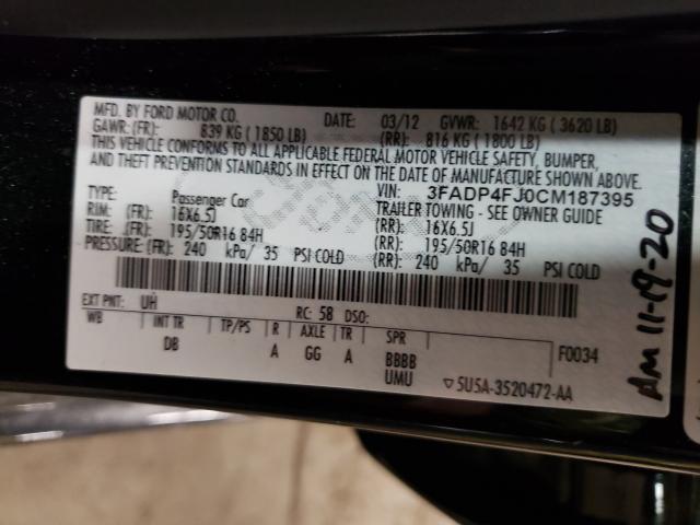 2012 FORD FIESTA SES 3FADP4FJ0CM187395