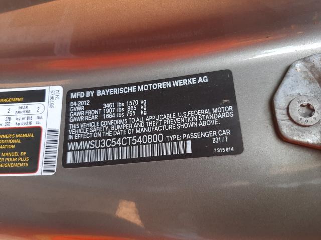 2012 MINI COOPER WMWSU3C54CT540800