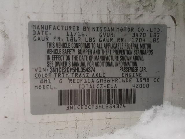 2017 NISSAN VERSA NOTE 3N1CE2CP5HL354374