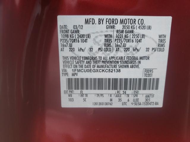 2012 FORD ESCAPE LIM 1FMCU0EGXCKC52138