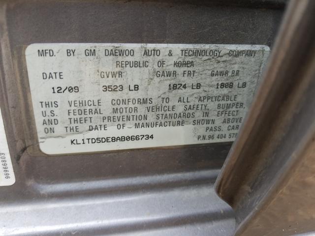 2010 CHEVROLET AVEO LS KL1TD5DE8AB066734