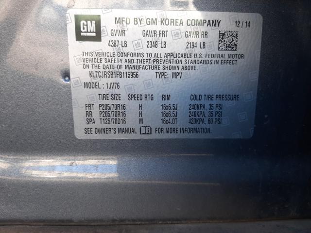 2015 CHEVROLET TRAX 1LT KL7CJRSB1FB115956