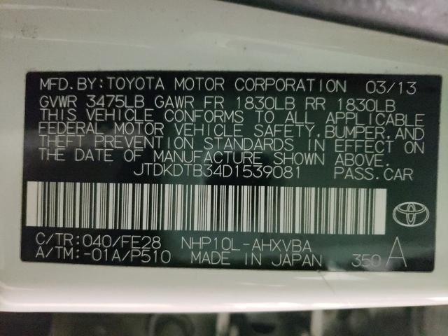 2013 TOYOTA PRIUS C JTDKDTB34D1539081