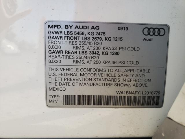 2020 AUDI Q5 PREMIUM WA1BNAFY1L2018779
