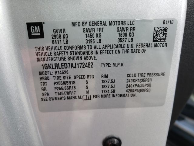 2010 GMC ACADIA SLE 1GKLRLED7AJ172462