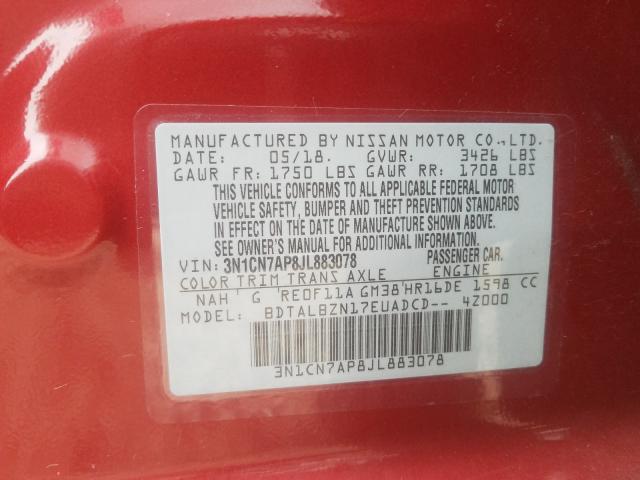 2018 NISSAN VERSA S 3N1CN7AP8JL883078