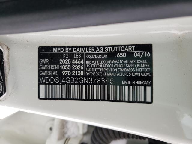 2016 MERCEDES-BENZ CLA 250 4M WDDSJ4GB2GN378845