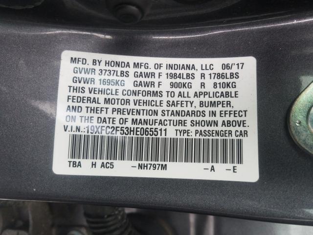 2017 HONDA CIVIC LX 19XFC2F53HE065511