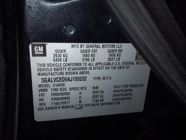 2010 BUICK ENCLAVE CX 5GALVCED9AJ169202