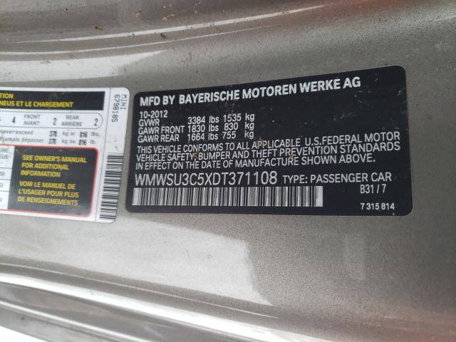2013 MINI COOPER WMWSU3C5XDT371108
