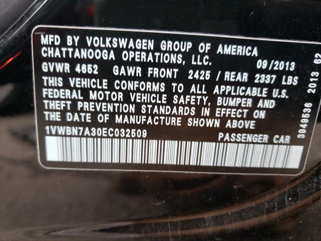 2014 VOLKSWAGEN PASSAT SE 1VWBN7A30EC032509