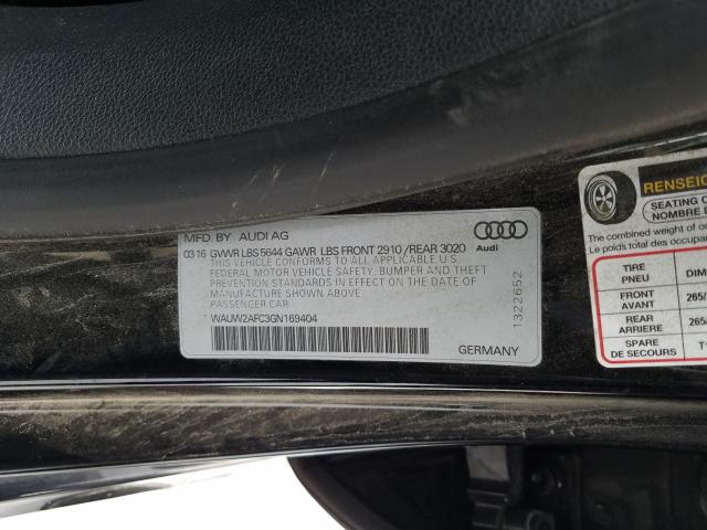 2016 AUDI S7 PRESTIG WAUW2AFC3GN169404