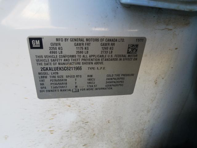 2012 GMC TERRAIN 2GKALUEK5C6211966