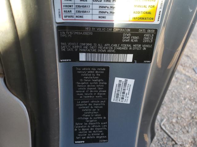 2010 VOLVO C70 YV1672MC6AJ092310