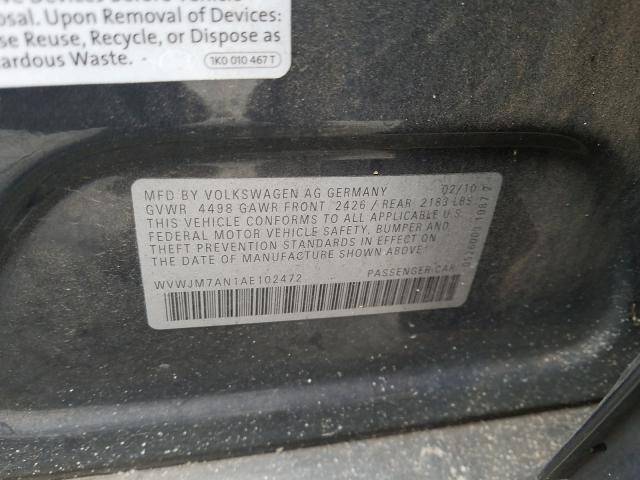 2010 VOLKSWAGEN PASSAT KOM WVWJM7AN1AE102472