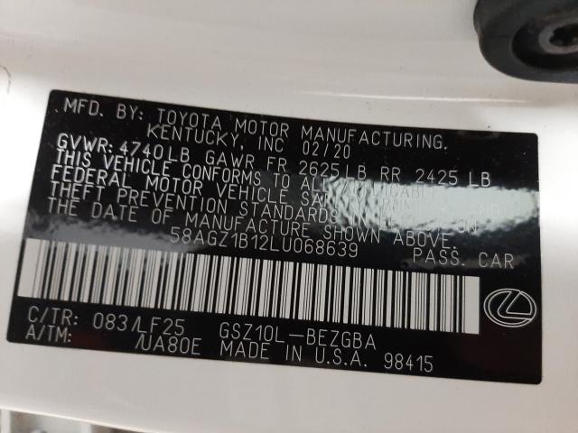 2020 LEXUS ES 350 F-S 58AGZ1B12LU068639