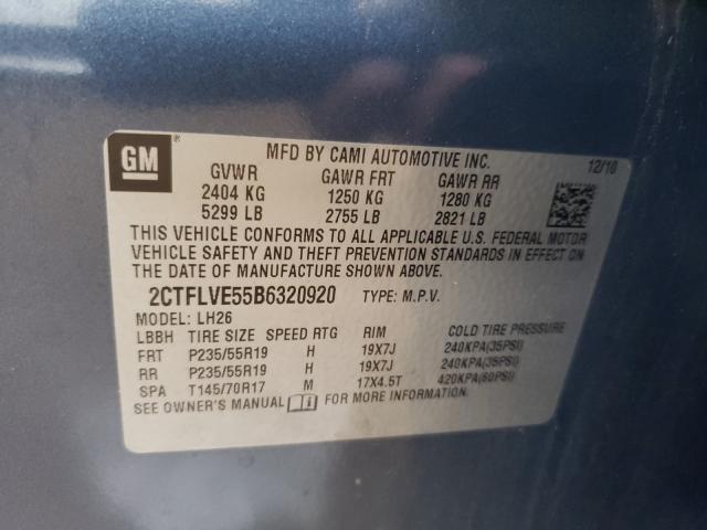 2011 GMC TERRAIN SL 2CTFLVE55B6320920