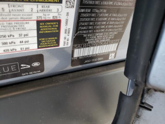 2019 LAND ROVER RANGE ROVE SALWR2RV7KA418023