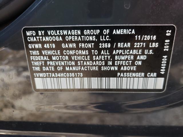 2017 VOLKSWAGEN PASSAT R-L 1VWDT7A34HC035173