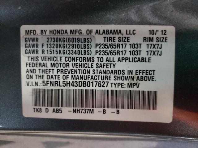 2013 HONDA ODYSSEY EX 5FNRL5H43DB017627