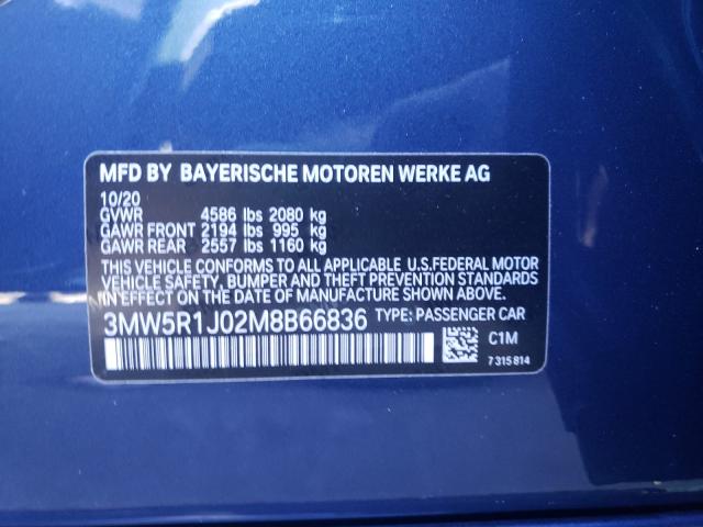2021 BMW 330I 3MW5R1J02M8B66836