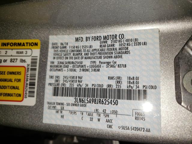 2018 LINCOLN MKZ PREMIE 3LN6L5A98JR625450
