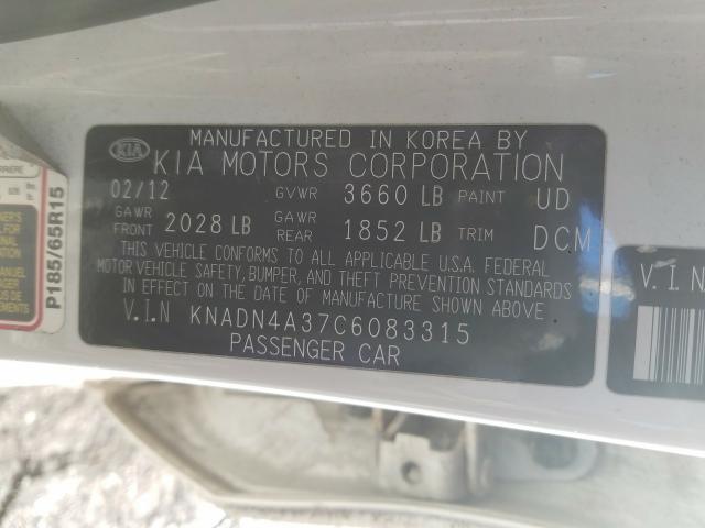 2012 KIA RIO EX KNADN4A37C6083315
