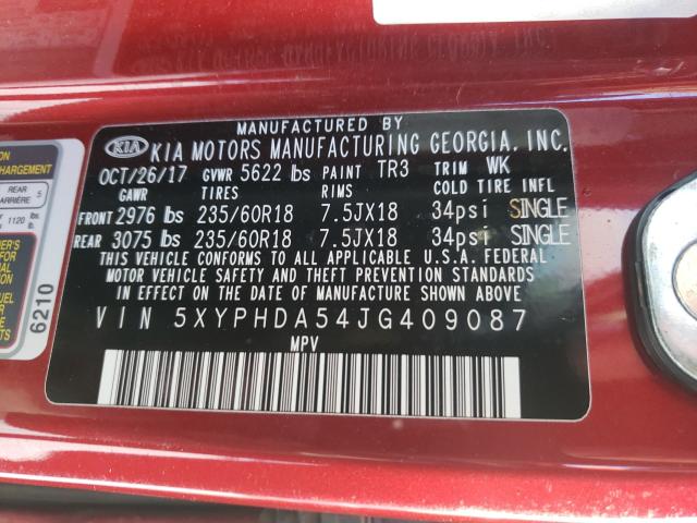 2018 KIA SORENTO EX 5XYPHDA54JG409087
