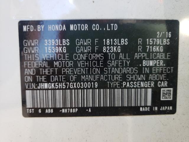 2016 HONDA FIT LX JHMGK5H57GX030019
