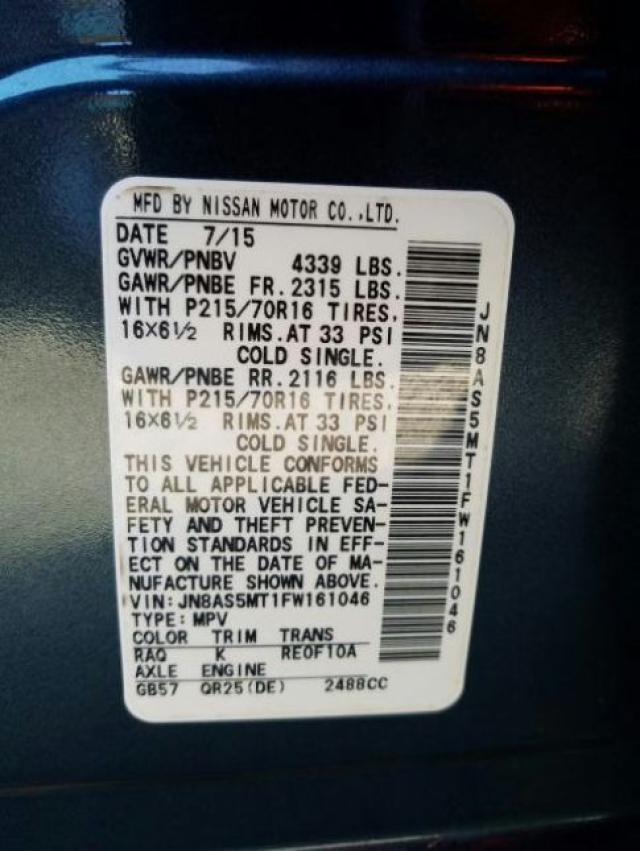2015 NISSAN ROGUE SELE JN8AS5MT1FW161046
