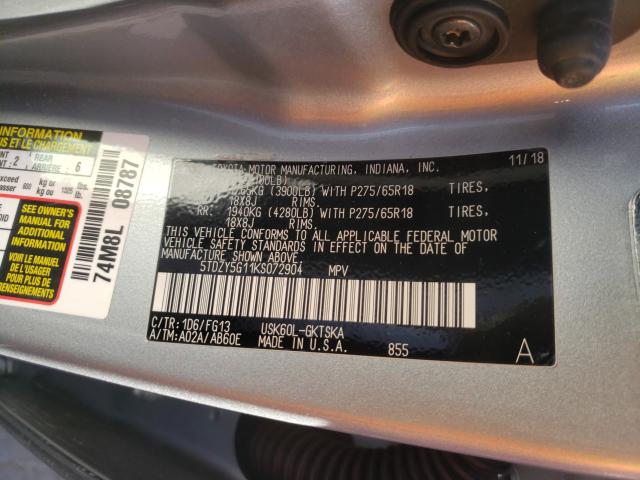 2019 TOYOTA SEQUOIA SR 5TDZY5G11KS072904