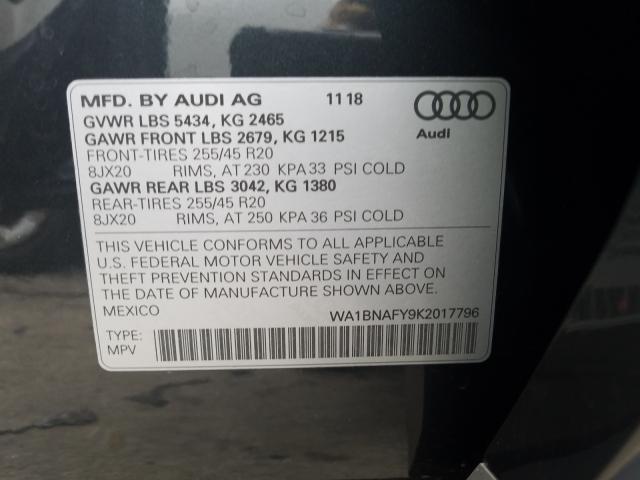 2019 AUDI Q5 PREMIUM WA1BNAFY9K2017796