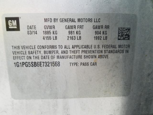 2014 CHEVROLET CRUZE LTZ 1G1PG5SB6E7321568