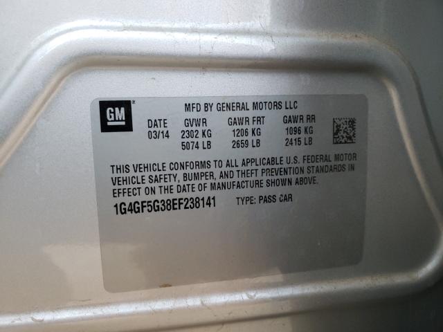 2014 BUICK LACROSSE T 1G4GF5G38EF238141
