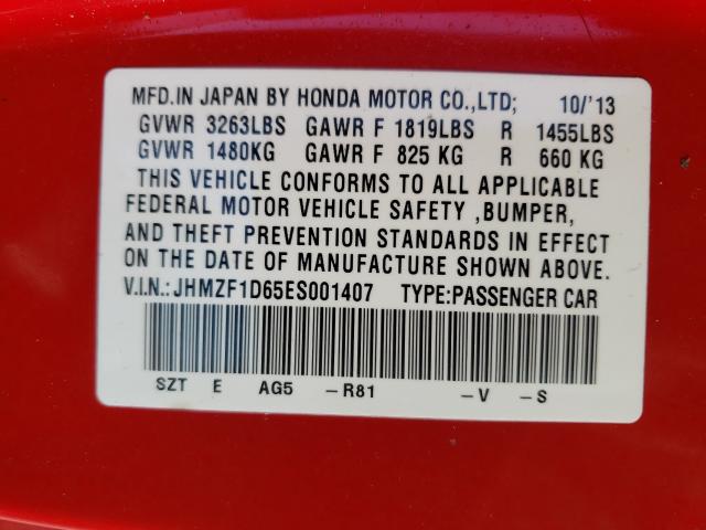 2014 HONDA CR-Z EX JHMZF1D65ES001407