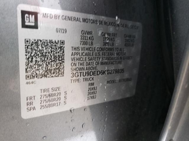 2019 GMC SIERRA K15 3GTU9DED6KG279835
