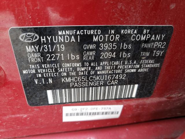 2019 HYUNDAI IONIQ BLUE KMHC65LC5KU167492