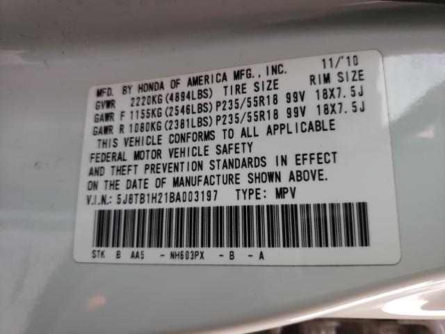 2011 ACURA RDX 5J8TB1H21BA003197