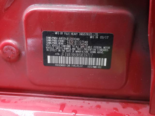 2017 SUBARU WRX JF1VA1B69H9839717