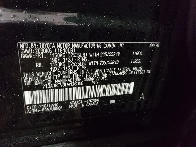2020 TOYOTA RAV4 XLE P 2T3A1RFV8LW136000