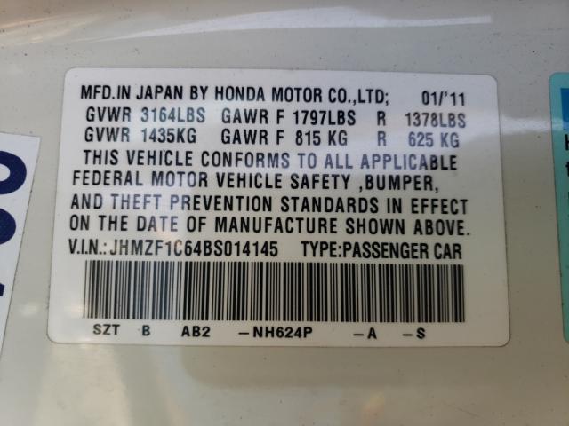 2011 HONDA CR-Z EX JHMZF1C64BS014145