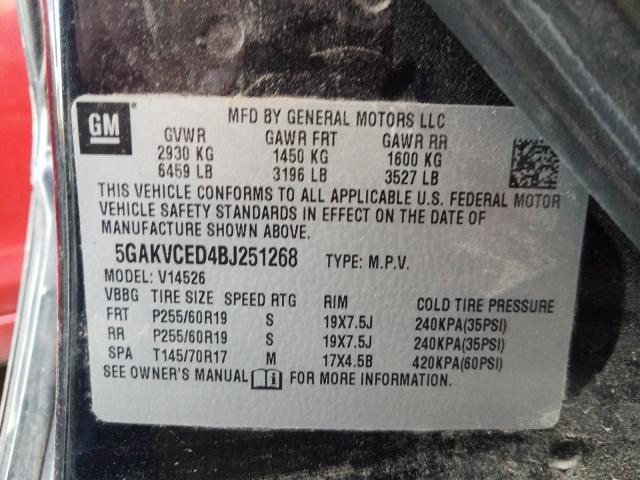 2011 BUICK ENCLAVE 5GAKVCED4BJ251268