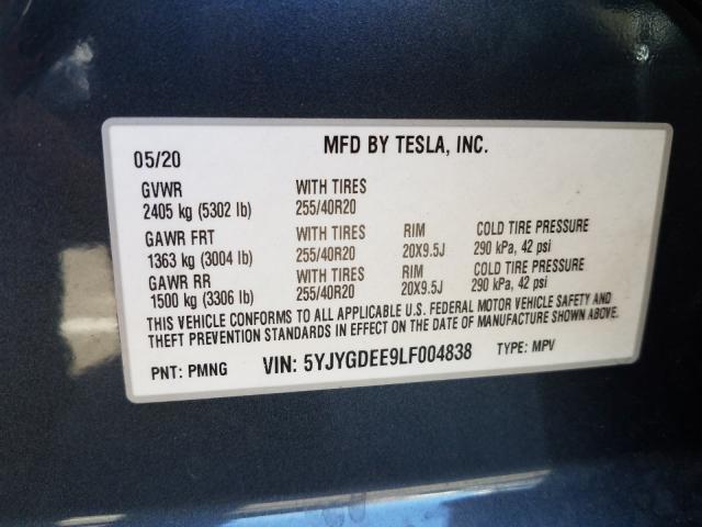 2020 TESLA MODEL Y 5YJYGDEE9LF004838