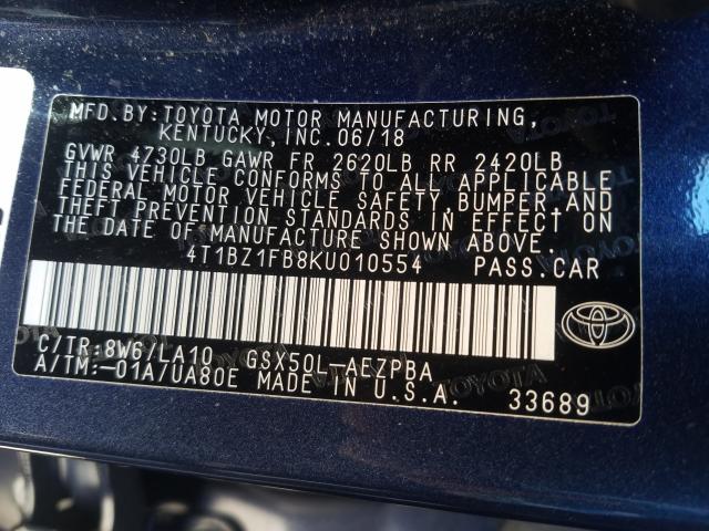 2019 TOYOTA AVALON LIM 4T1BZ1FB8KU010554