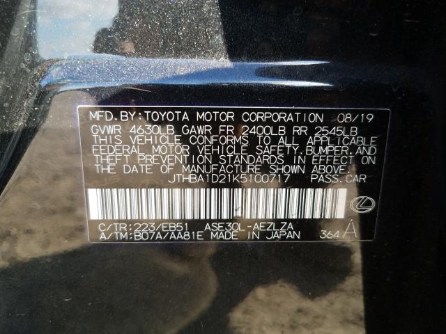 2019 LEXUS IS 300 JTHBA1D21K5100717
