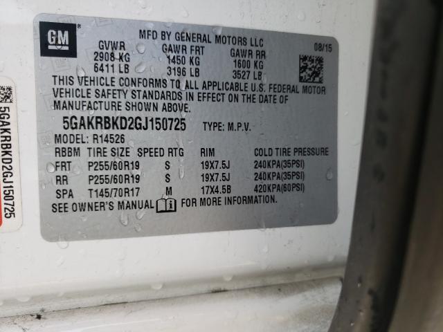 2016 BUICK ENCLAVE 5GAKRBKD2GJ150725