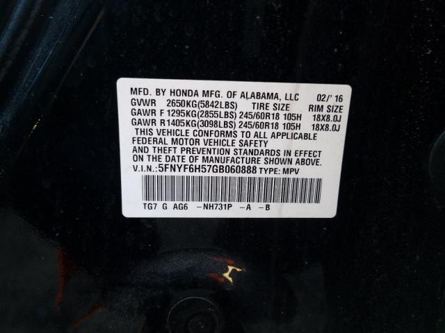 2016 HONDA PILOT EXL 5FNYF6H57GB060888
